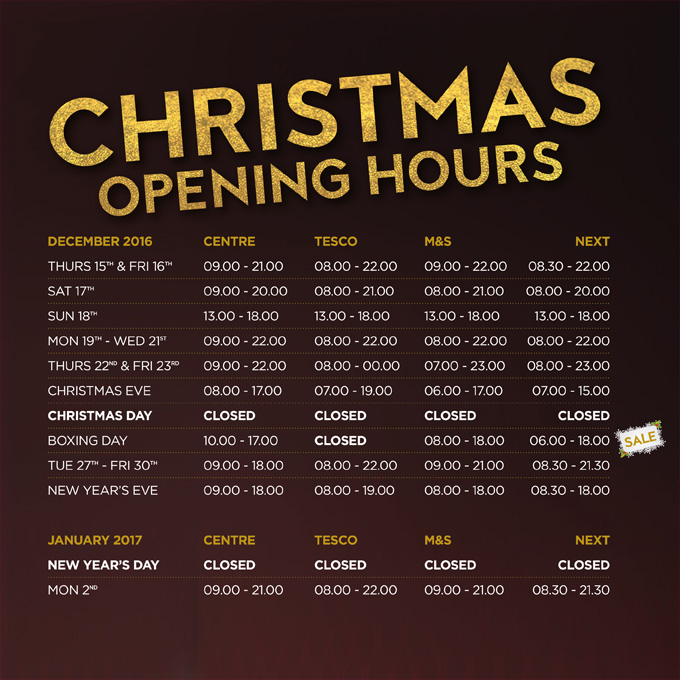 Bloomfield Christmas Opening Hours